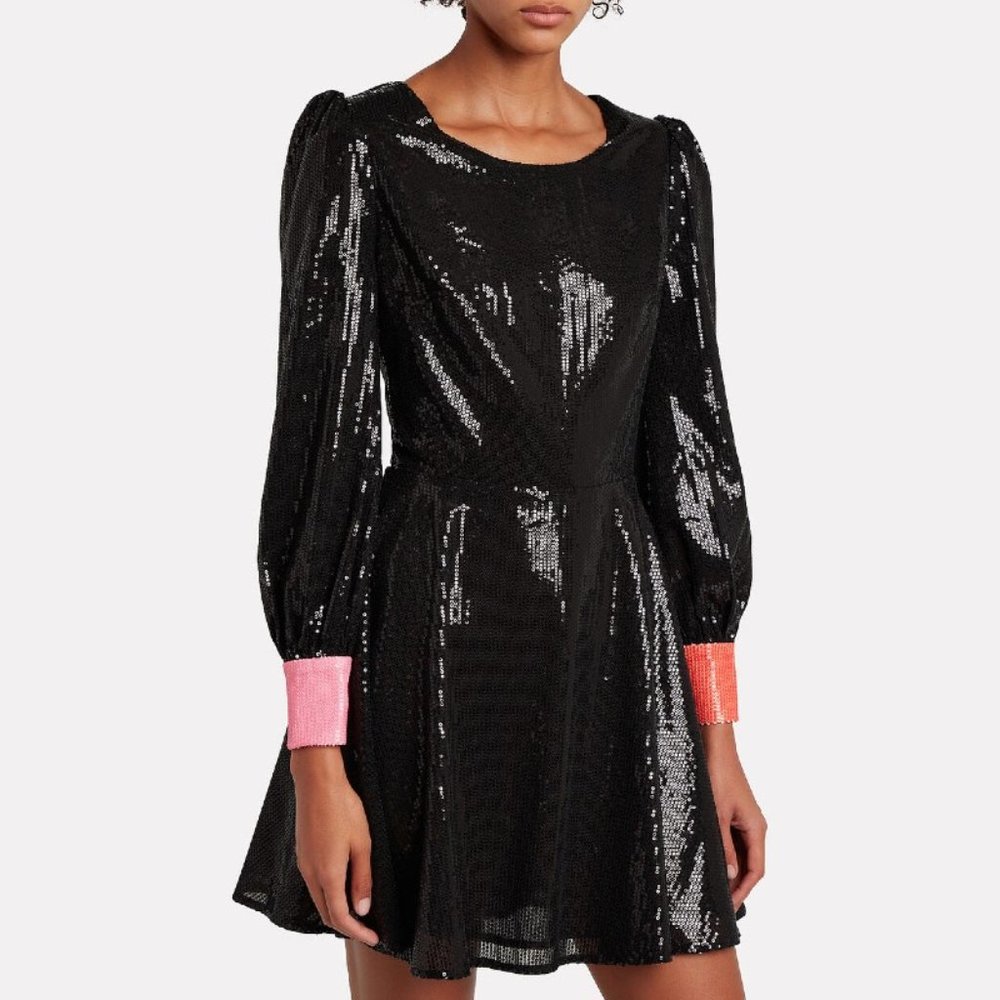 OLIVIA RUBIN Bea Sequin Mini Dress Black, Size 2